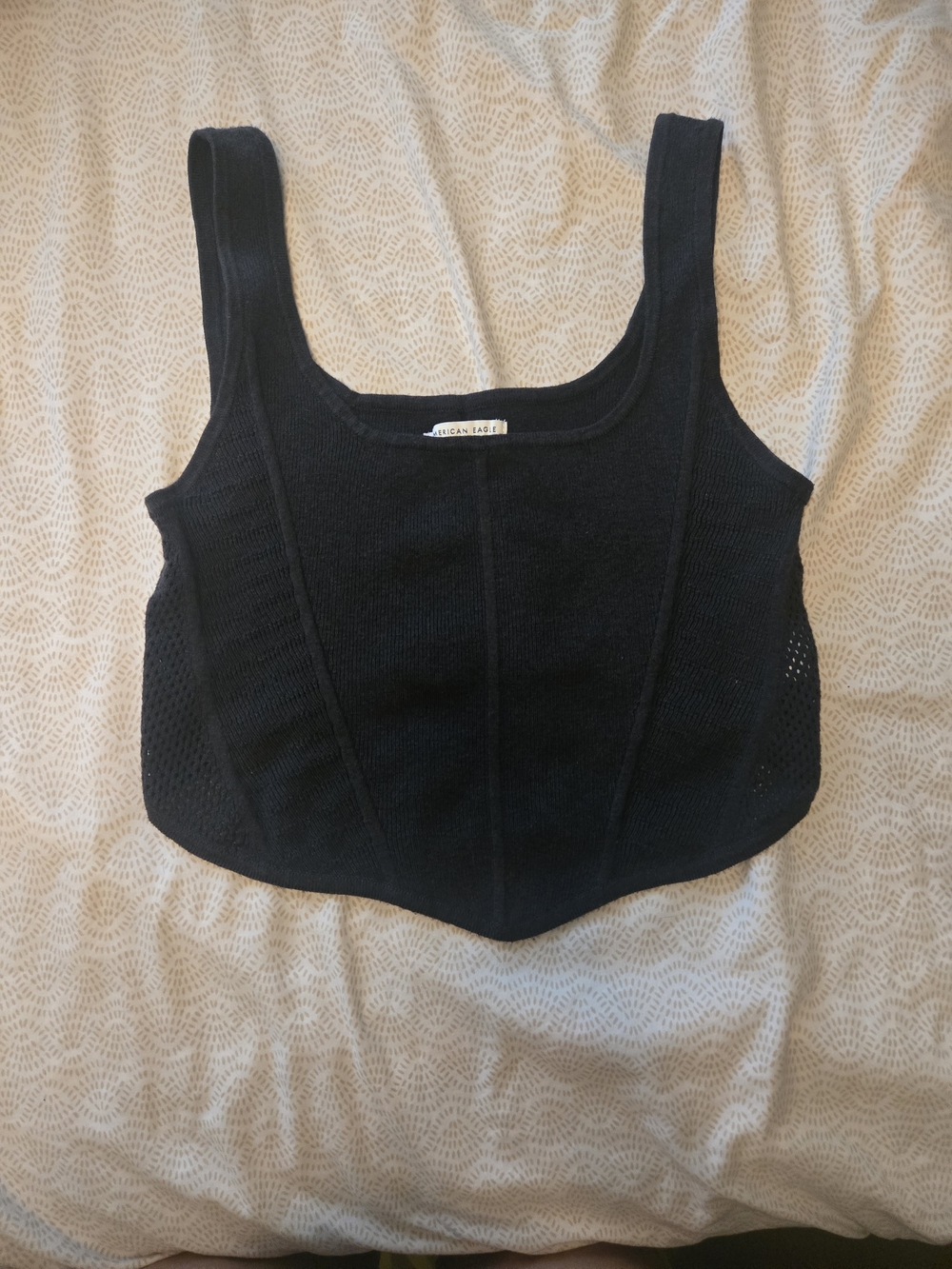 American Eagle Outfitters Black Knit Cropped Tank Top